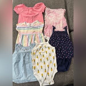 Mixed Baby Girl Summer Onesies and Dresses - Pineapple, Stripes, Navy Hearts